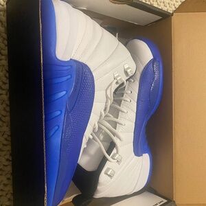 Grade School Air Jordan 12 Retro "White & Game Royal White/Black-Game Royal